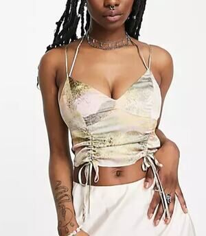 * New ~Topshop Tie Dye Halter Cami In Pastel Size 4 Streetwear